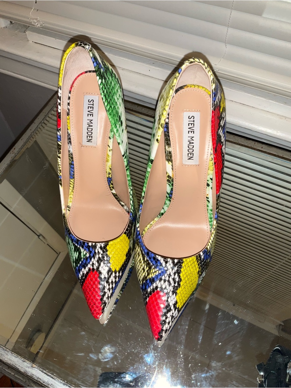 Steve Madden Multicolor Snake-Print Pointed Stiletto Heels